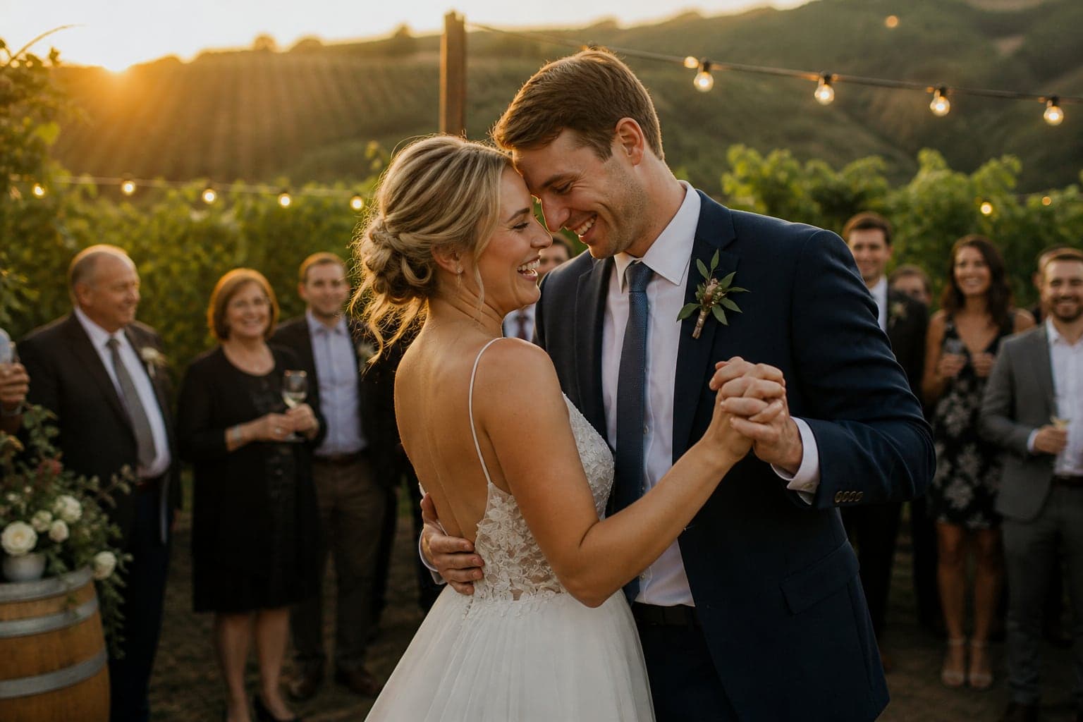 Wedding guests celebrating